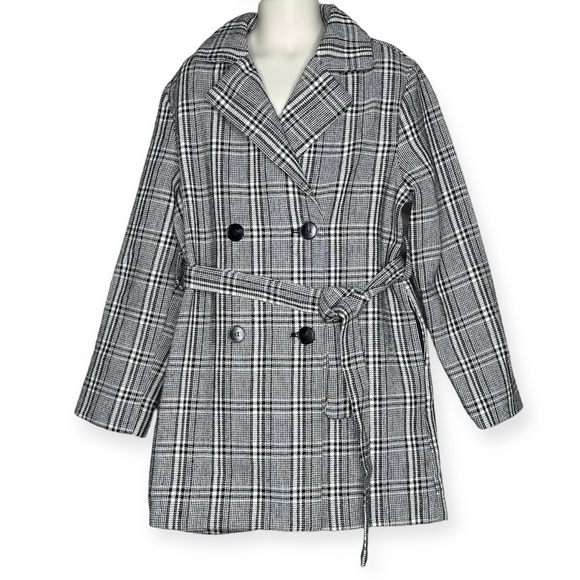 Shein Plaid Belted Double Breasted Coat Girls 9Y - Picture 1 of 11